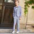 Boys Suit Classic 2 Button Plaid 5 Pieces Fit Suits