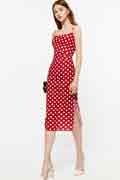 New Summer Spaghetti Red Polka Dot Dress Pencil Dress