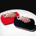 Envelope Clutch Purse Velvet Crystal Evening Handbag