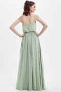 Grey V-Cut Spaghetti Long Chiffon Bridesmaid Dress