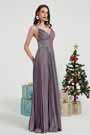 Robe de Bal Violette Brillante Avec Bretelles Fines