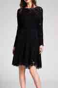New Black Round Neckline Short Sleeves Elegant Dress