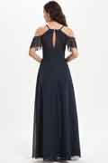 A‑Linien Chiffon Brautjungfernkleid mit schulterfreiem Design, ärmellos und bodenlang für Hochzeiten