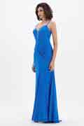 Blue Spaghetti V-Cut Mermaid Party Evening Dress