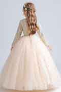 Beige Perlen&Pailletten Hochzeit Blumenmädchen Kleid