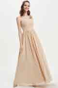 Beige One Shoulder Wedding Party Bridesmaid Dress