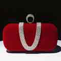 Women's Velvet Evening Bag with Rhinestones