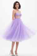 Lovely Purple Corset Polyester Bone Tulle Party Dress