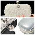 Womens Full Beaded Artificial Pearls Handbag Wedding Party Bag