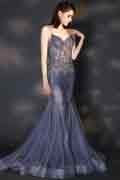 Вечернее платье Русалка с V-вырезом и бисером