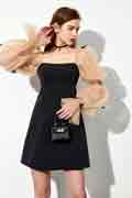 Fashion Puffy Tulle Sleeves with Bows Mini Cape Dress Black Dress