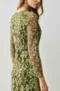 Green Round Long Sleeves Lace Appliques Party Dress / Day Wear