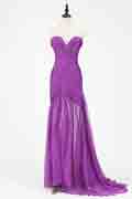 Purple Chiffon Ruched bodice Evening Dress