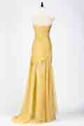 SexyYellow Chiffon Ruched Corset Evening Dress