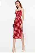 New Summer Spaghetti Red Polka Dot Dress Pencil Dress
