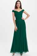 Off Shoulder Dark Green Evening Gown Bridesmaid Dress