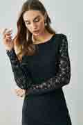Black Round Neckline Delicate Lace Day/ Party Dress