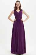 SexyV-Cut Purple Long Wedding Bridesmaid Dress