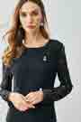 Black Round Neckline Long Sleeves Lace Party Dress