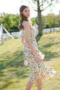 2021 Summer Women’s Ruffle Midi Dress Leopard Floral Dress