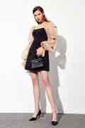 Fashion Puffy Tulle Sleeves with Bows Mini Cape Dress Black Dress