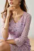 Purple Elegant Sleeves Lace Appliques Party Dress