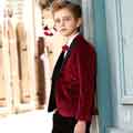 Boys Burgundy Suit 5 Pieces Solid Classic Fit Suits
