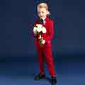 New Red 4-Piece 2-Button Notch Collar Suit Boy's Suit