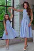 New Mommy and Me Blue and white Plaid Summer Holiday Dress