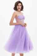 Lovely Purple Corset Polyester Bone Tulle Party Dress