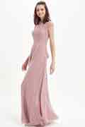 Rosa Braun Spitze Chiffon Party Brautjungfern Kleid