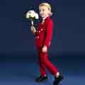 New Red 4-Piece 2-Button Notch Collar Suit Boy's Suit