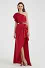 Ein Schulter Rot Hoch Slit Damen Abendkleid