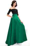 Robe de Bal Verte Avec Dentelle à Épaules Dénudées