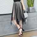 Women's Sheer Tutu Skirt Tulle Mesh Layered Midi Skirt