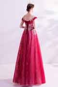 New Red Shiny Beads Tulle Party Evening Dress
