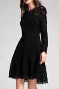 Black  Elegant Long Sleeves Lace Party Evening Dress
