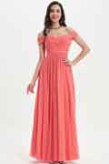 Freischulter Koralle Hochzeit Brautjungfernkleid