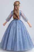 Blau Sparkle Tüll Hochzeit Blumenmädchen Kleid