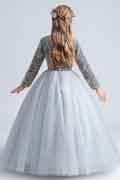 Grey Beads & Sequins Tulle Flowergirl Dresses