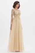Beige illusion Neckline Lace Appliques Prom Gown Dress