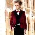 Boys Burgundy Suit 5 Pieces Solid Classic Fit Suits
