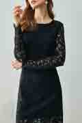 Black Round Neckline Delicate Lace Day/ Party Dress