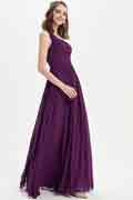 SexyV-Cut Purple Long Wedding Bridesmaid Dress