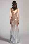 Gradient Gold&Silver sequins High Slit Party Evening Dress