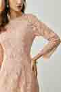 Robe de Jour / Soirée en Dentelle Rose à Encolure Ronde