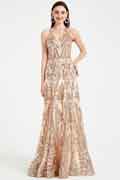 New Shiny Halter Beaded Gorgeous Party Gown