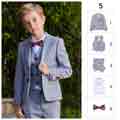 Boys Suit Classic 2 Button Plaid 5 Pieces Fit Suits