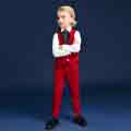 New Red 4-Piece 2-Button Notch Collar Suit Boy's Suit