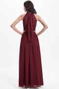 Chiffon Halter Floor‑Length Bridesmaid Dress for Wedding Party